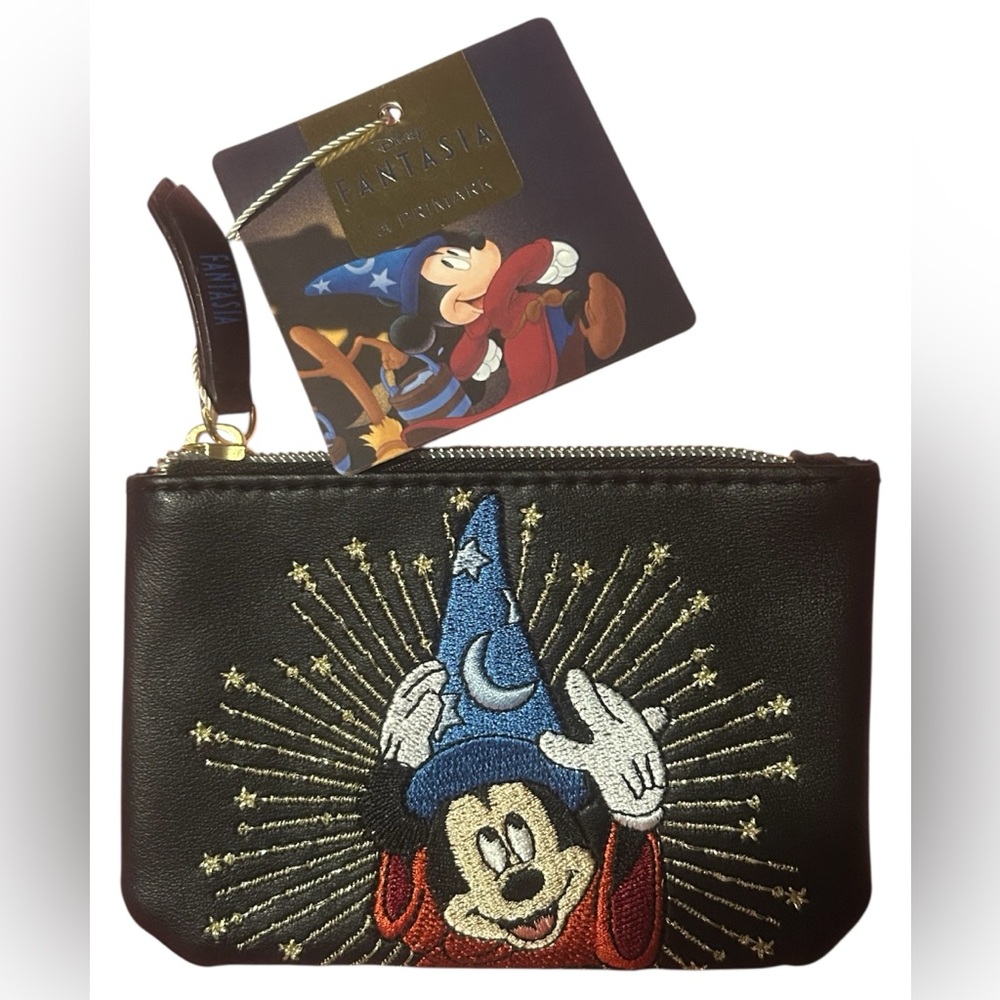 Loungefly Disney Fantasia Mickey Sorcerer Embroidered Black Coin Pouch NWT Small